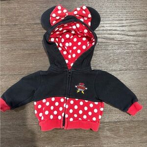 Disney Kids Minnie Mouse Polka Dot Hoodie - Black and Red 3 Months